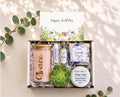 Happy Birthday Succulent Gift Box: Live Succulent, Tumbler, Soy Candle, Natural Soap, Lip Balm