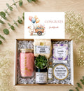 New Mom Gift Box: Live Succulent, Tumbler, Candle, Cozy Socks, Bath Items