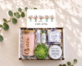 Sending Hugs Gift Box: Live Succulent, Tumbler, Soy Candle, Natural Soap, Lip Balm