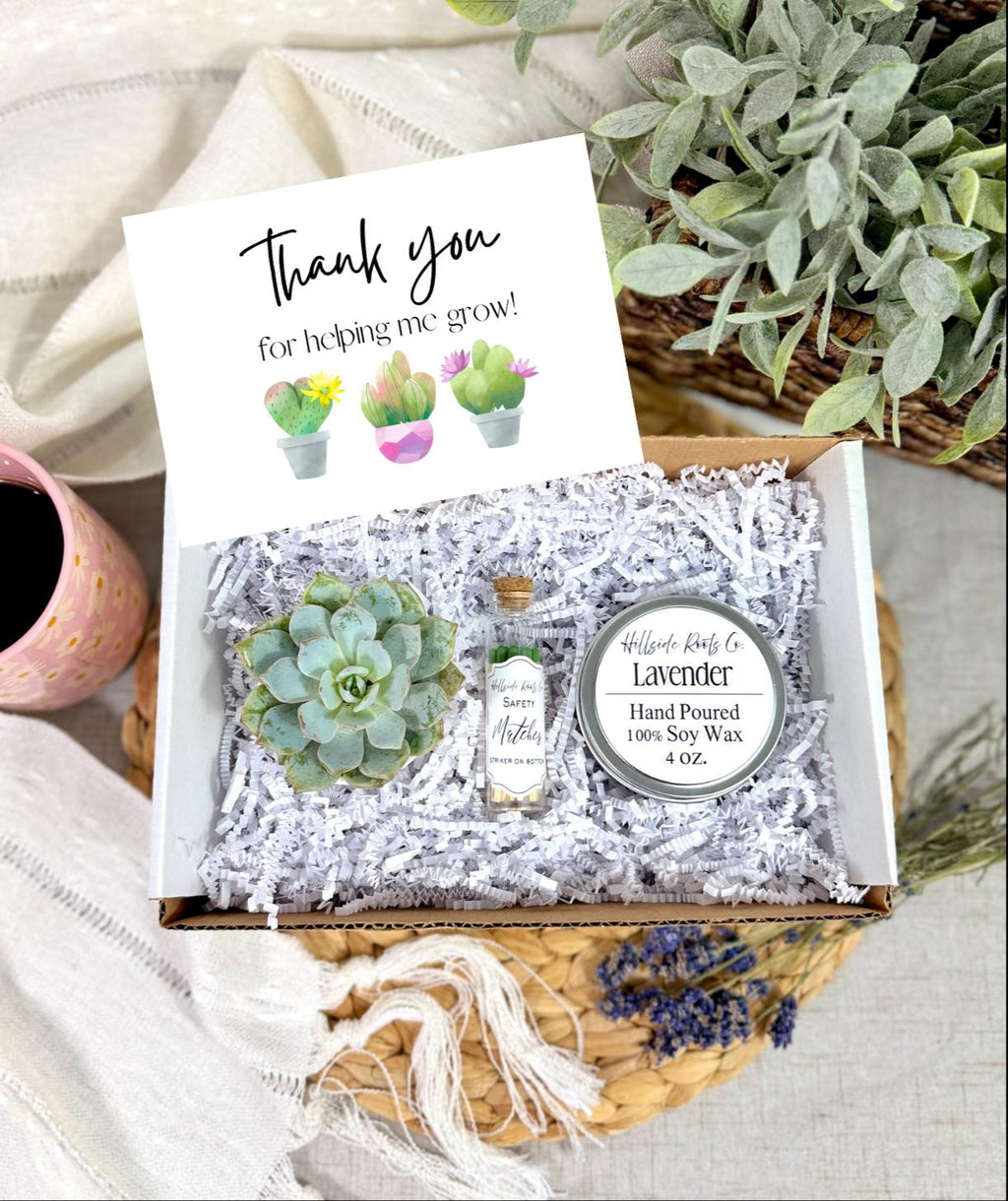 Thank You Succulent and 4 oz. Soy Candle Gift Box Set