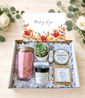 Fall Flowers Succulent Gift Box, Self-Care Spa Basket, Soy Candle, Natural Soap, Lotion